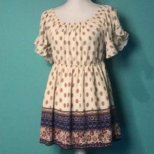 Forever 21 Boho Flowing Top with Ruffled Sleeves